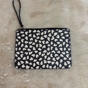 Ann Taylor Leopard Heart Pattern Wristlet in Black and White